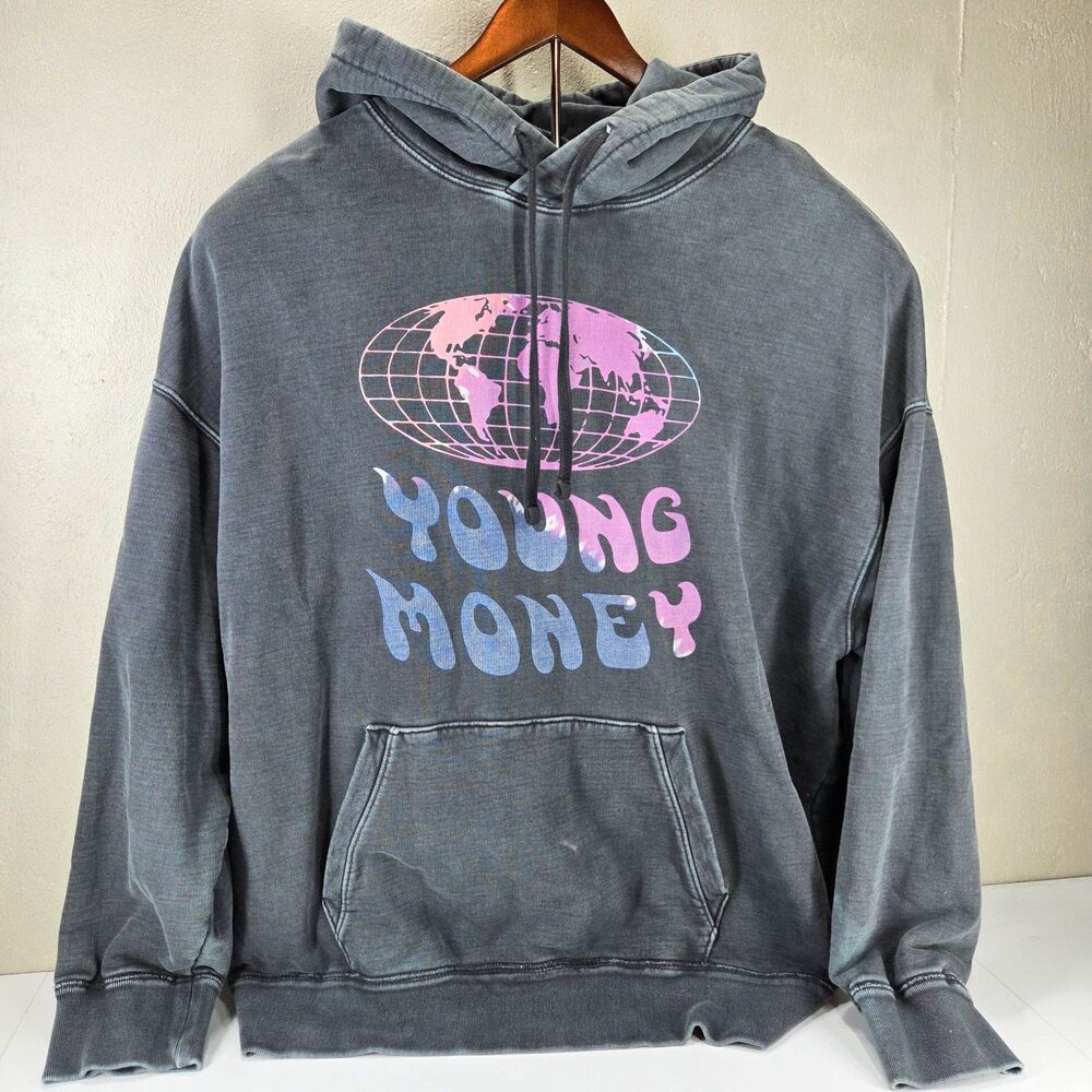 American Eagle Young Money Lil Wayne Globe Drop Shoulder Hoodie Sz XL